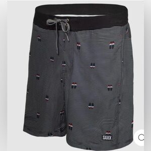 SAXX BETAWAVE MEN'S 17" SWIM SHORT IN BLACK flip flops size 34